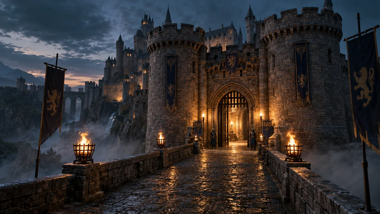 Castle gate artwork for Interview Dungeon
